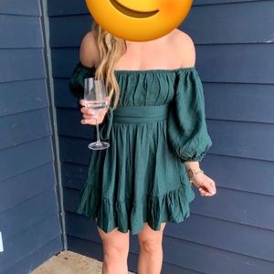 Ruffled Hunter Green Dress